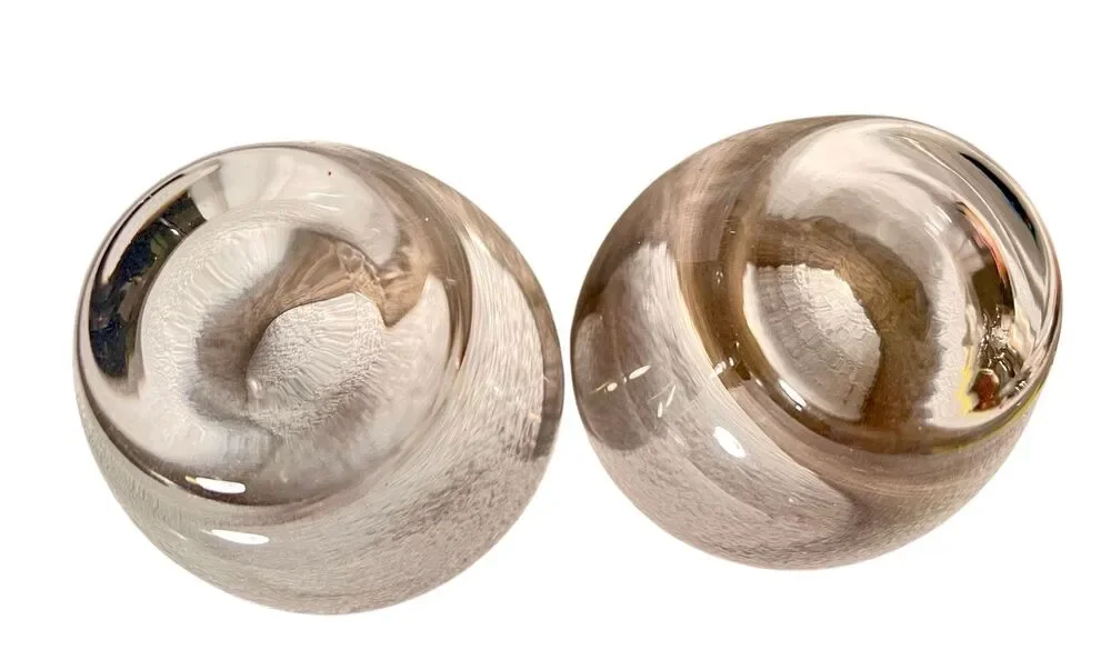 Vintage Silver Band Roly Poly Cocktail Glasses Set of 2